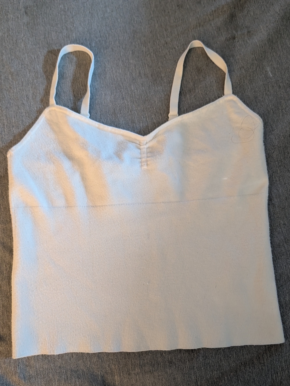 Wilfred Cream Ribbed Knit V-Neck Camisole with Adjustable Straps